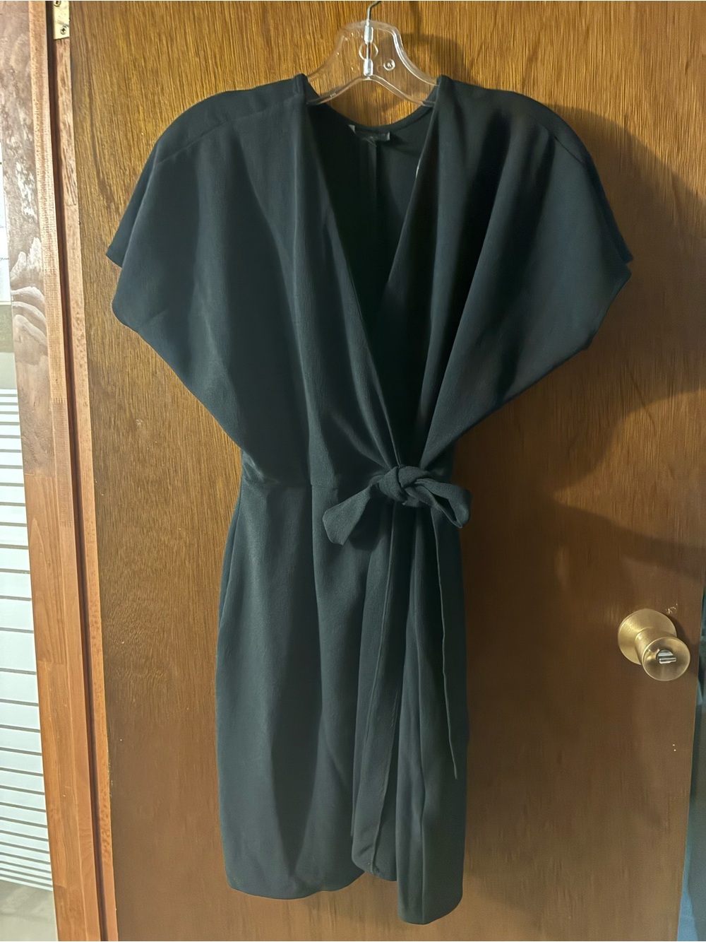 Topshop Black Short Wrap Dress with Tie Waist